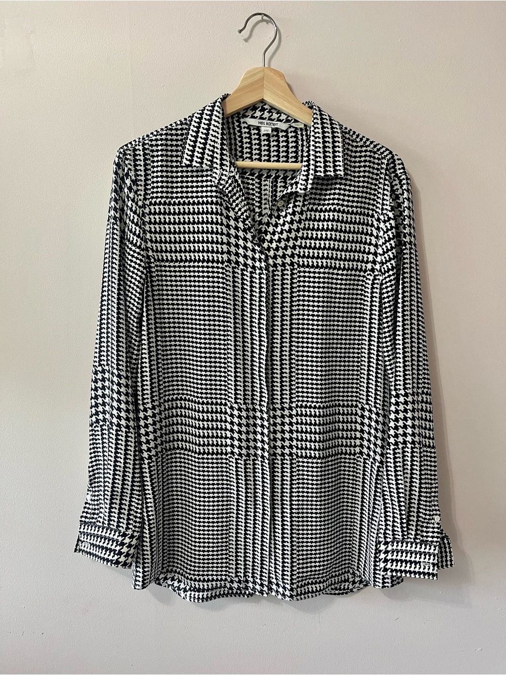 Neil Barrett Black and White Houndstooth Button-Down Shirt